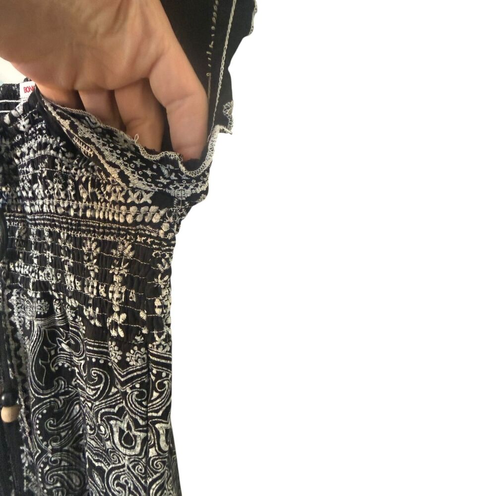 VTG Y2K Bongo Boho Print Smocked O-Ring Top Small - Picture 6 of 7